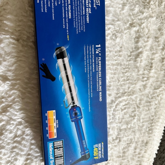 Brand new blue titanium 1 1/4 flipperless curling wand - Picture 2 of 2